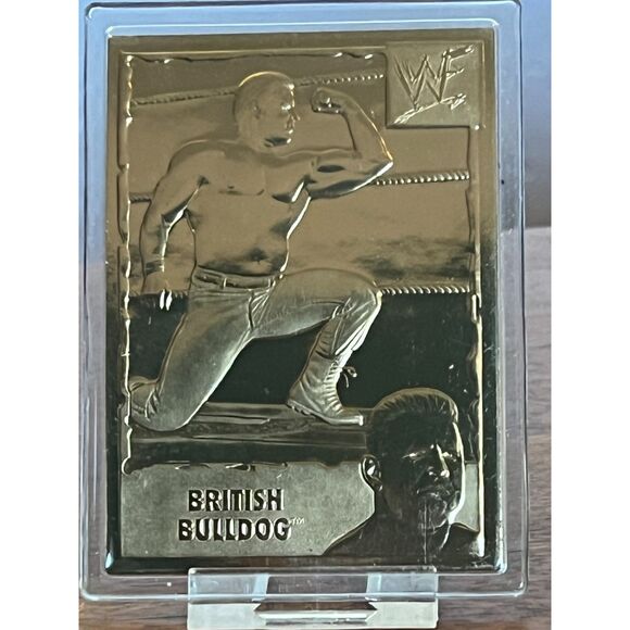 Vintage Danbury Mint 2000 WWF Wrestling 22kt gold card British Bulldog - Picture 1 of 2